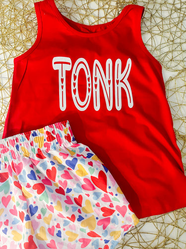 Red Heart tank and shorts- SET
